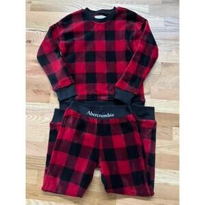 Abercrombie Kids Red Buffalo Check Fleece PJ Set (Size 7/8)
